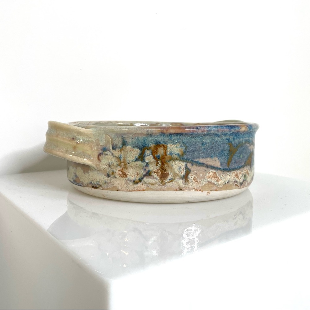 Artisan | Ceramic Casserole Celadon Earthenware Iron Brushstroke Floral Signed - Picture 5 of 8